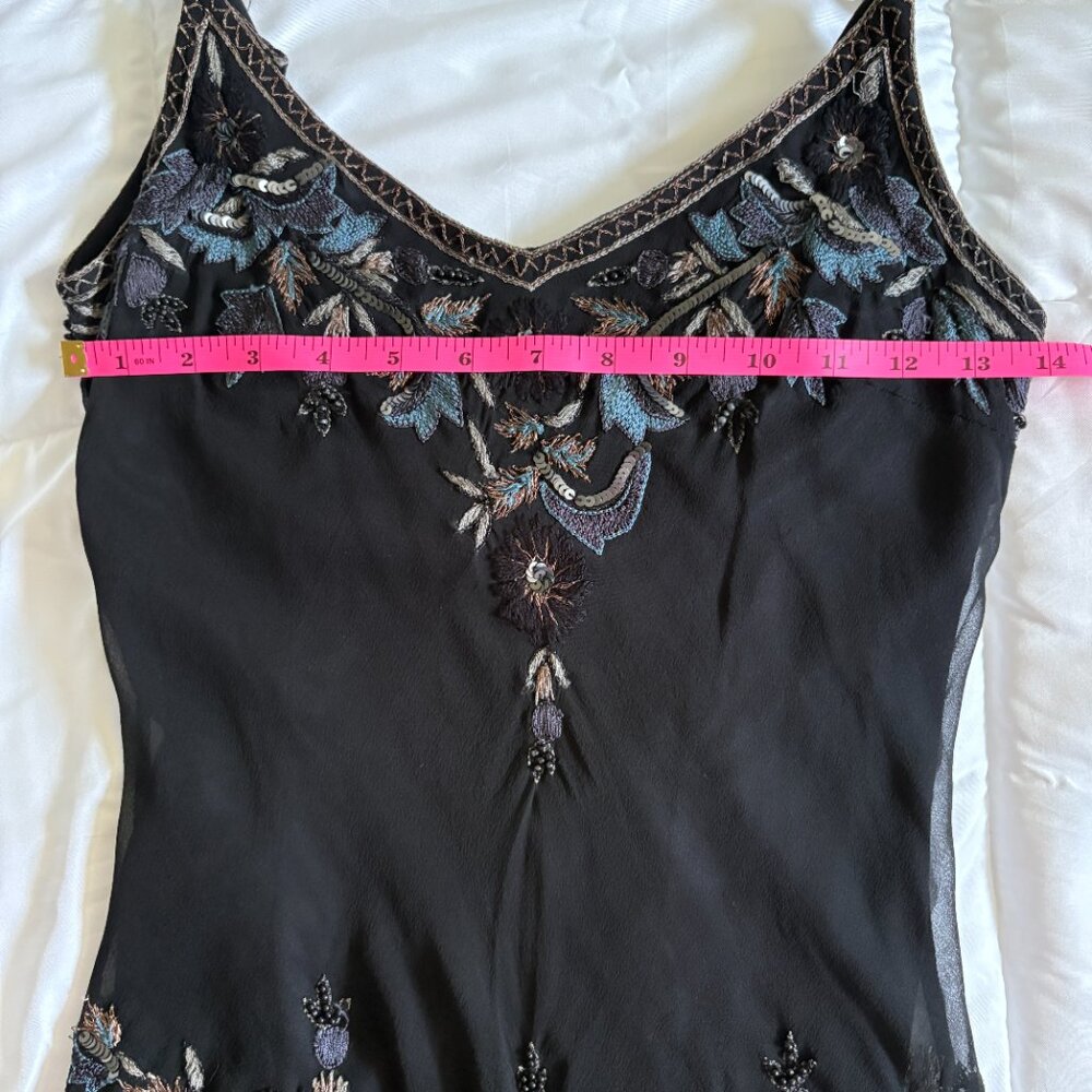 Stenay Y2K Black Silk Beaded Fairy Goth Dress Whimsigoth Fairycore 6 - Picture 10 of 11